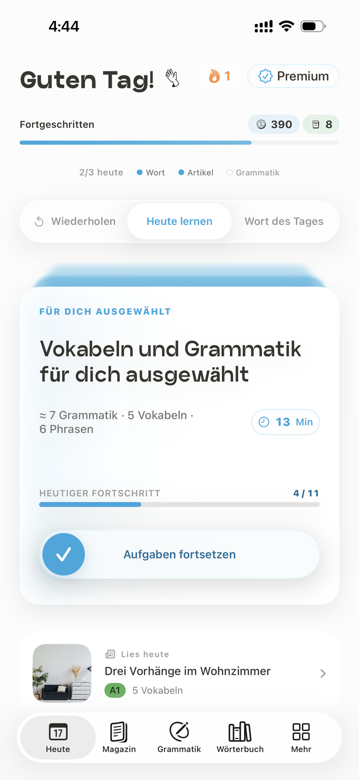 Germanize Wort des Tages screen