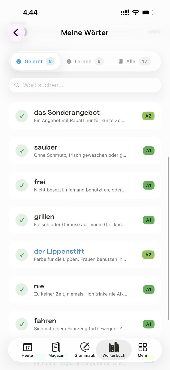 Meine Wörter progress